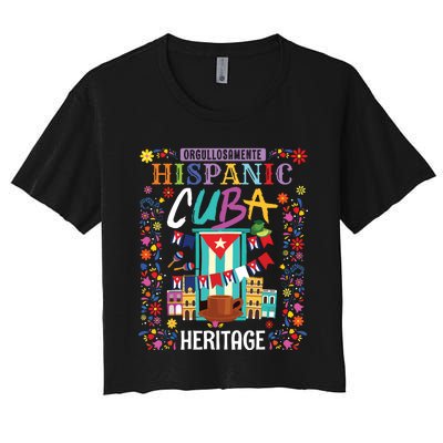 Latin Heritage Cuban Flag Outfit Idea For Women & Cuba Flag Women's Crop Top Tee