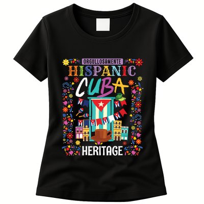 Latin Heritage Cuban Flag Outfit Idea For Women & Cuba Flag Womens T-Shirt