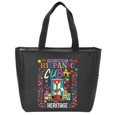 Latin Heritage Cuban Flag Outfit Idea For Women & Cuba Flag Zip Tote Bag