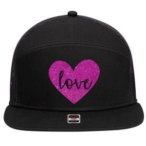 Love Heart Cute Valentine 7 Panel Mesh Trucker Snapback Hat