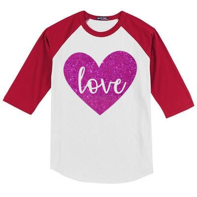 Love Heart Cute Valentine Kids Colorblock Raglan Jersey