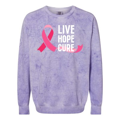 Live Hope Cure Breast Cancer Awareness Ribbon Colorblast Crewneck Sweatshirt