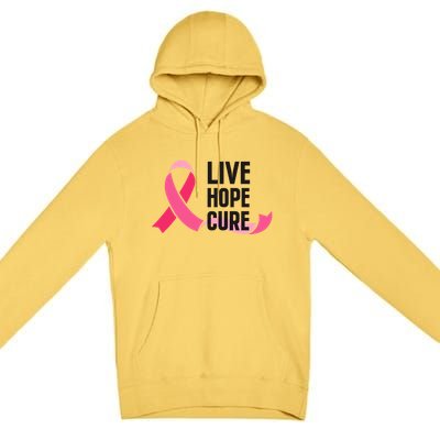 Live Hope Cure Breast Cancer Awareness Ribbon Premium Pullover Hoodie