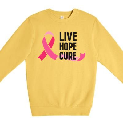 Live Hope Cure Breast Cancer Awareness Ribbon Premium Crewneck Sweatshirt