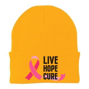 Live Hope Cure Breast Cancer Awareness Ribbon Knit Cap Winter Beanie