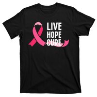 Live Hope Cure Breast Cancer Awareness Ribbon T-Shirt