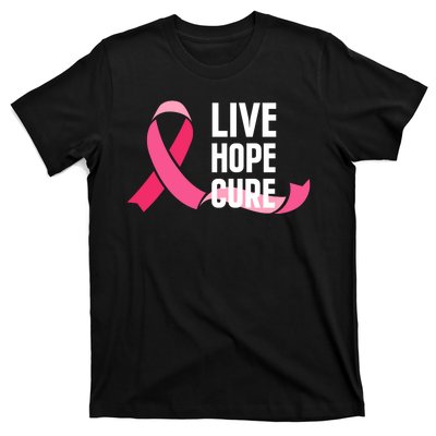 Live Hope Cure Breast Cancer Awareness Ribbon T-Shirt