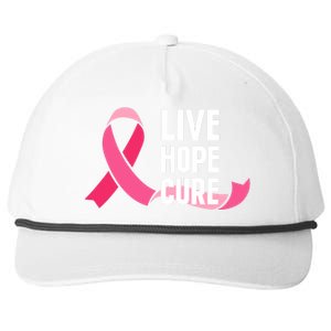 Live Hope Cure Breast Cancer Awareness Ribbon Snapback Five-Panel Rope Hat