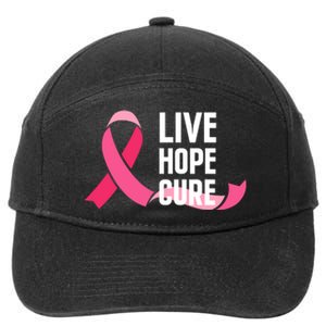 Live Hope Cure Breast Cancer Awareness Ribbon 7-Panel Snapback Hat