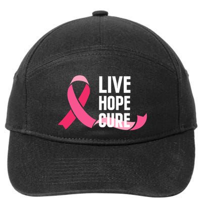 Live Hope Cure Breast Cancer Awareness Ribbon 7-Panel Snapback Hat