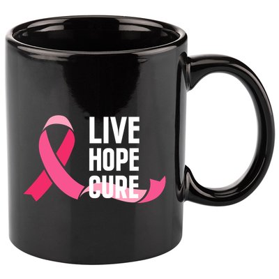 Live Hope Cure Breast Cancer Awareness Ribbon 11oz C Handle Ceramic Mug