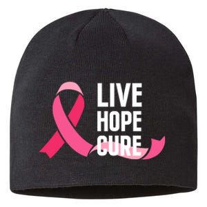 Live Hope Cure Breast Cancer Awareness Ribbon Sustainable Beanie