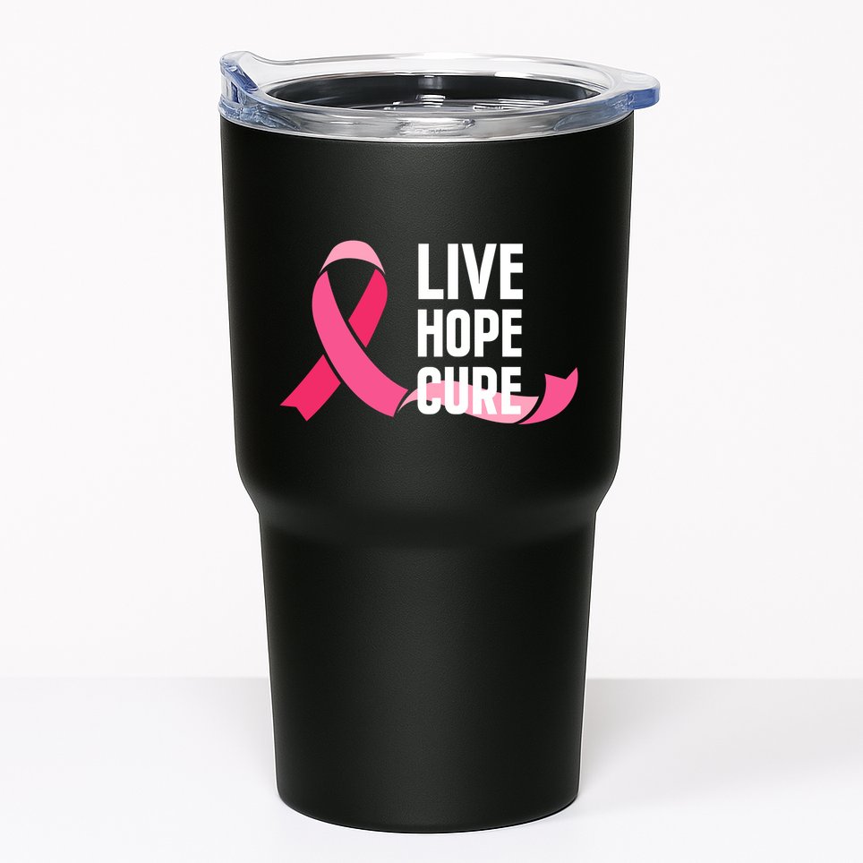 Live Hope Cure Breast Cancer Awareness Ribbon Tumbler