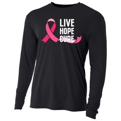 Live Hope Cure Breast Cancer Awareness Ribbon Cooling Performance Long Sleeve Crew