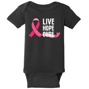 Live Hope Cure Breast Cancer Awareness Ribbon Baby Bodysuit