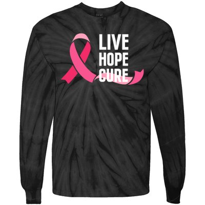 Live Hope Cure Breast Cancer Awareness Ribbon Tie-Dye Long Sleeve Shirt