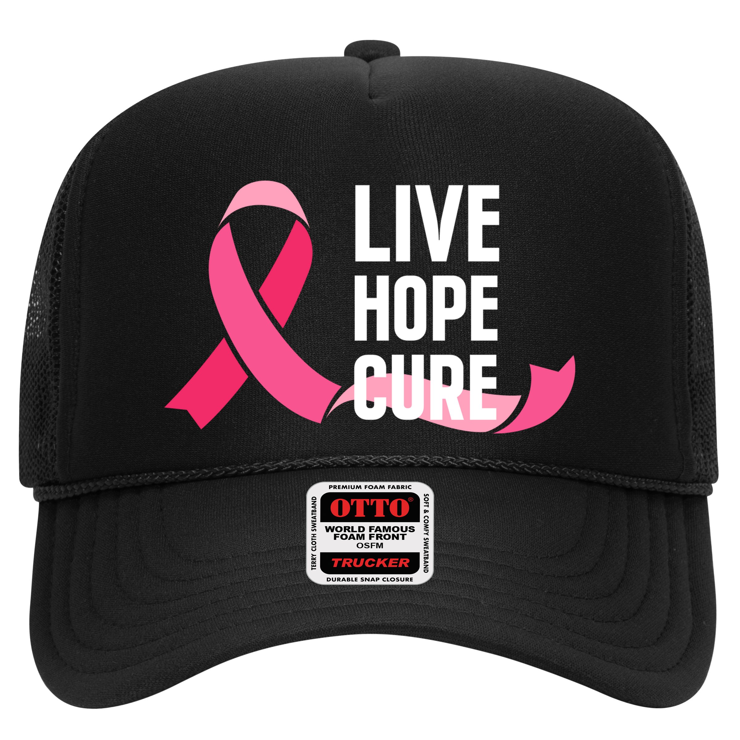 Live Hope Cure Breast Cancer Awareness Ribbon Hat
