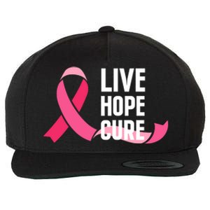 Live Hope Cure Breast Cancer Awareness Ribbon Wool Snapback Cap