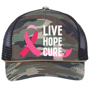 Live Hope Cure Breast Cancer Awareness Ribbon Retro Rope Trucker Hat Cap