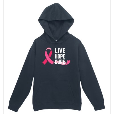 Live Hope Cure Breast Cancer Awareness Ribbon Urban Pullover Hoodie