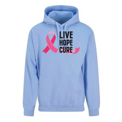 Live Hope Cure Breast Cancer Awareness Ribbon Unisex Surf Hoodie