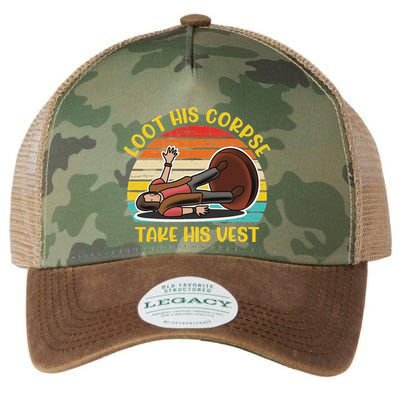 Loot His Corpse Take This Vest Vintage Quote Legacy Tie Dye Trucker Hat
