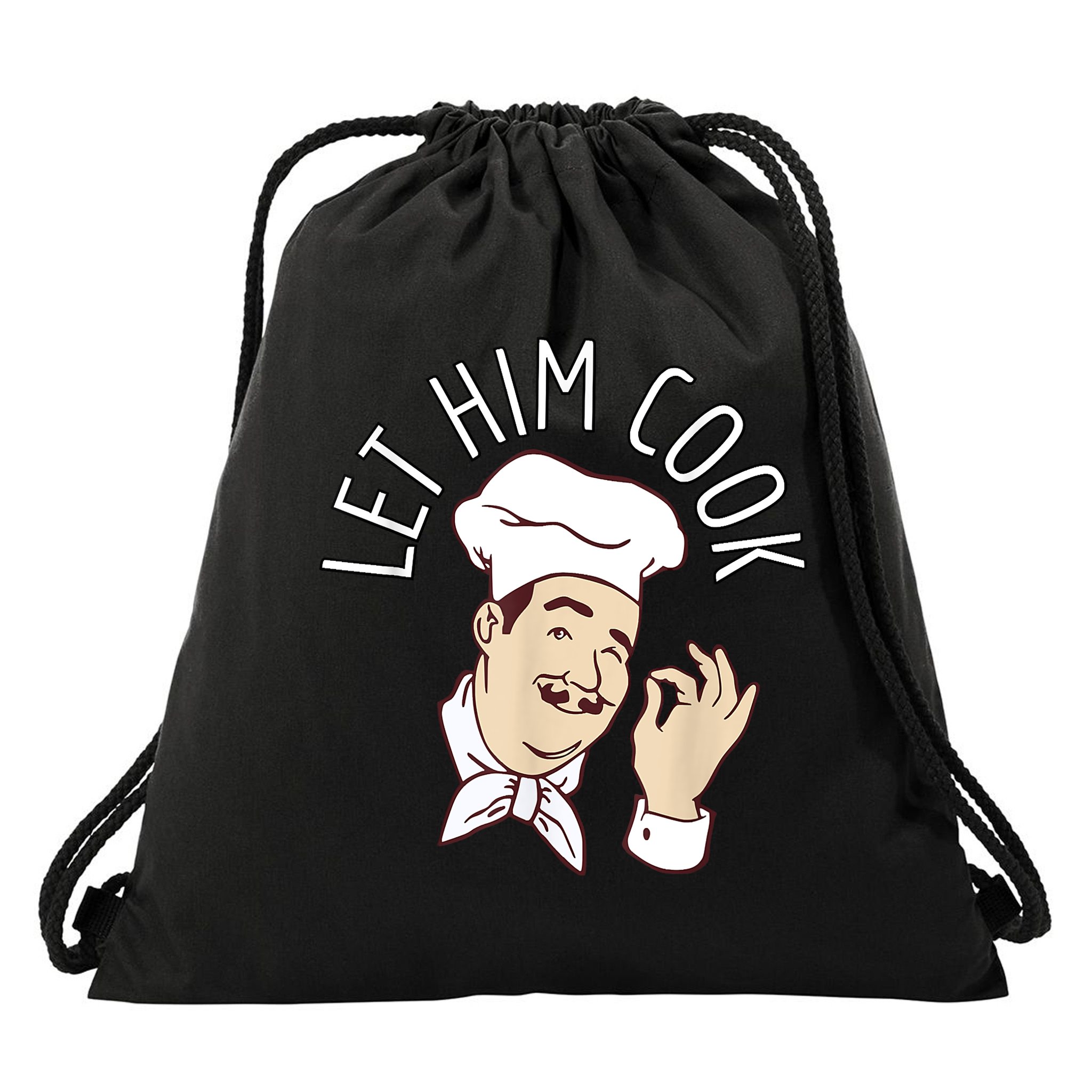 Let Him Cook Meme Drawstring Bag