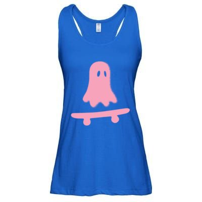 Lazy Halloween Costume Funny Skateboarding Ghost Skateboard Cool Gift Ladies Essential Flowy Tank