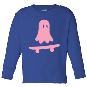 Lazy Halloween Costume Funny Skateboarding Ghost Skateboard Cool Gift Toddler Long Sleeve Shirt