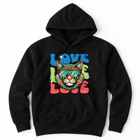 Love Hippie Cat Retro 80s Peace Hoodie