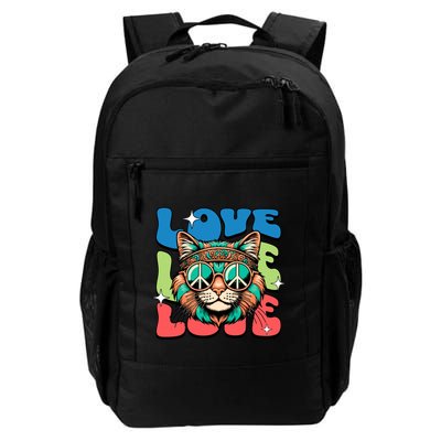 Love Hippie Cat Retro 80s Peace Backpack