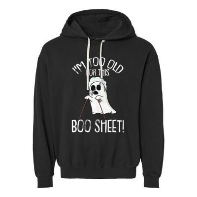 Lazy Halloween Costume Ghost Funny and Relatable Design Garment-Dyed Fleece Hoodie