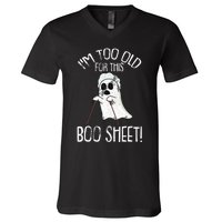 Lazy Halloween Costume Ghost Funny and Relatable Design V-Neck T-Shirt