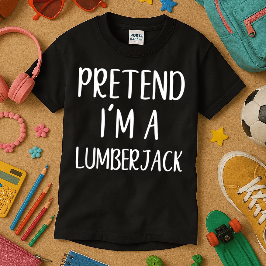 Lazy Halloween Costume Pretend I'm A Lumberjack Kids T-Shirt