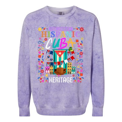 Latin Heritage Cuban Flag Outfit Idea For Women & Cuba Flag Colorblast Crewneck Sweatshirt