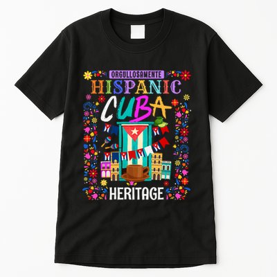 Latin Heritage Cuban Flag Outfit Idea For Women & Cuba Flag Tall T-Shirt