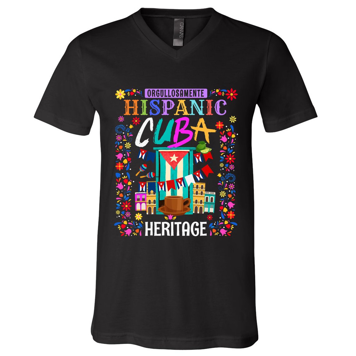 Latin Heritage Cuban Flag Outfit Idea For Women & Cuba Flag V-Neck T-Shirt