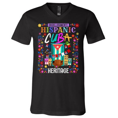 Latin Heritage Cuban Flag Outfit Idea For Women & Cuba Flag V-Neck T-Shirt