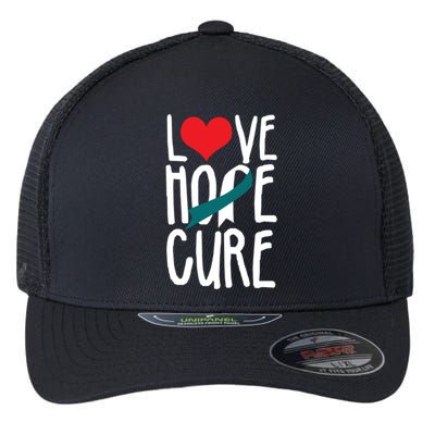 Love Hope CureCervical Cancer AwarenessFind A Cure Cute Gift Flexfit Unipanel Trucker Cap