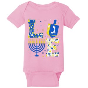 Love Hanukkah Dreidel Menorah Jewish Chanukah Baby Bodysuit