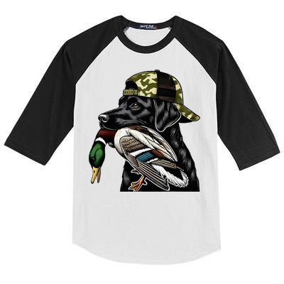 Labrador Hunting Dog With Duck Hello Hunting Season Kids Colorblock Raglan Jersey