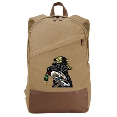 Labrador Hunting Dog With Duck Hello Hunting Season Cotton Canvas Backpack