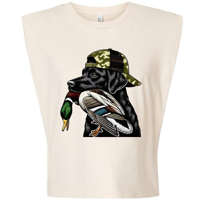 Labrador Hunting Dog With Duck Hello Hunting Season Garment-Dyed Women's Muscle Tee
