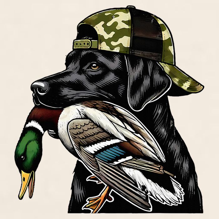 Labrador Hunting Dog With Duck Hello Hunting Season Garment-Dyed Women's Muscle Tee