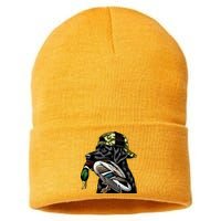 Labrador Hunting Dog With Duck Hello Hunting Season Sustainable Knit Beanie
