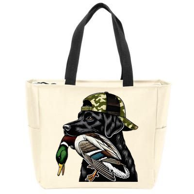 Labrador Hunting Dog With Duck Hello Hunting Season Zip Tote Bag