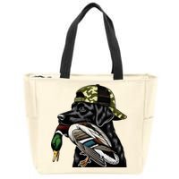 Labrador Hunting Dog With Duck Hello Hunting Season Zip Tote Bag