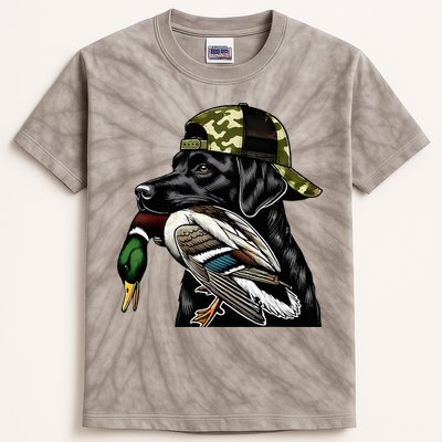 Labrador Hunting Dog With Duck Hello Hunting Season Kids Tie-Dye T-Shirt