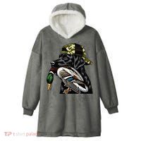 Labrador Hunting Dog With Duck Hello Hunting Season Hooded Wearable Blanket