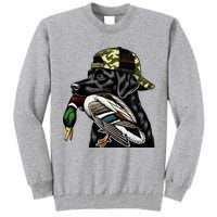Labrador Hunting Dog With Duck Hello Hunting Season Tall Sweatshirt